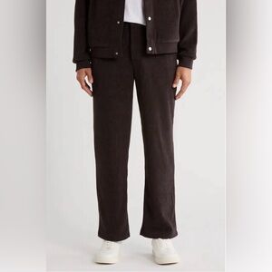 Jason Wu Corduroy Velour Pants Mens S/P Black Ribbed Stretch Straight Leg 30x30